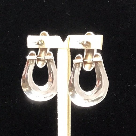 Native American Sterling Silver Earrings PRECIV Marked Door Knocker Dangle - Picture 5 of 8